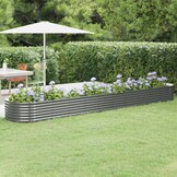 Plantenbak van Gepoedercoat Staal 440x80x36 cm Grijs - 34% Korting