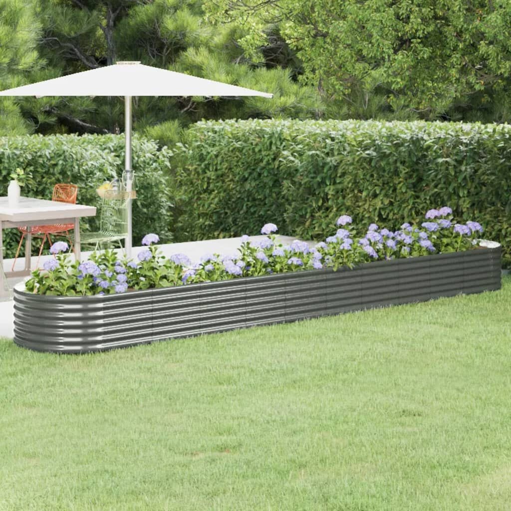 Plantenbak van Gepoedercoat Staal 440x80x36 cm Grijs - 34% Korting