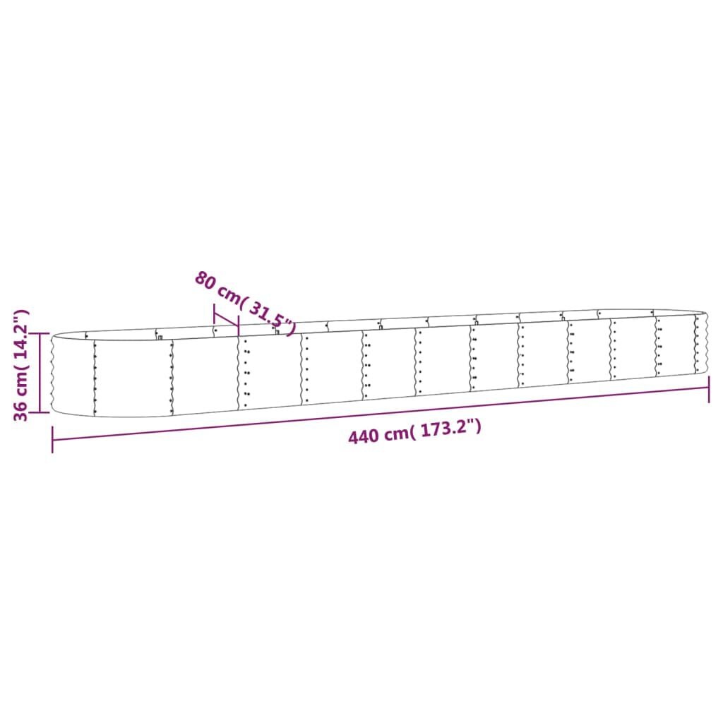 Plantenbak van Gepoedercoat Staal 440x80x36 cm Grijs - 34% Korting