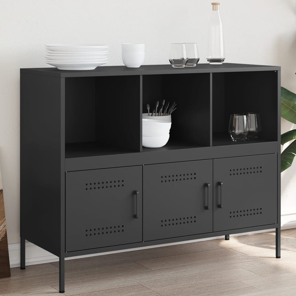 vidaXL Dressoir Zwart Staal 100,5x39x79 cm - 54% Korting