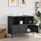vidaXL Dressoir Zwart Staal 100,5x39x79 cm - 54% Korting