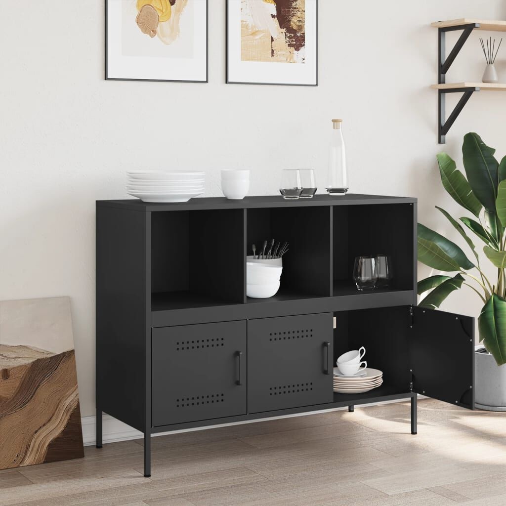 vidaXL Dressoir Zwart Staal 100,5x39x79 cm - 54% Korting