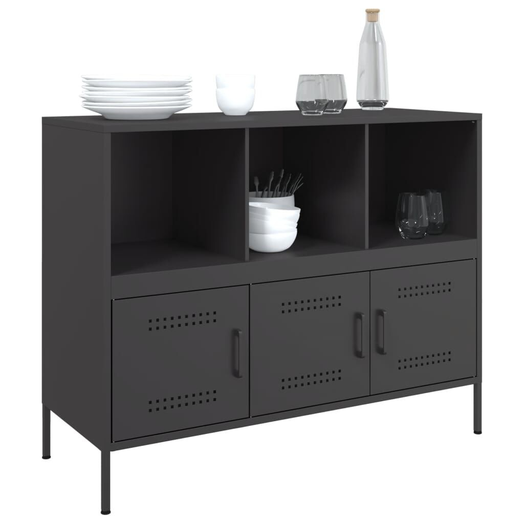 vidaXL Dressoir Zwart Staal 100,5x39x79 cm - 54% Korting
