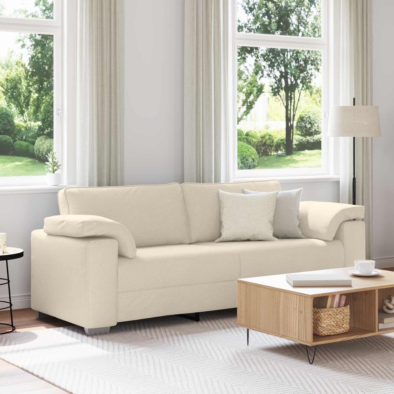 3-Zits Bank Beige Linnen-mix 220 cm - 35% Korting