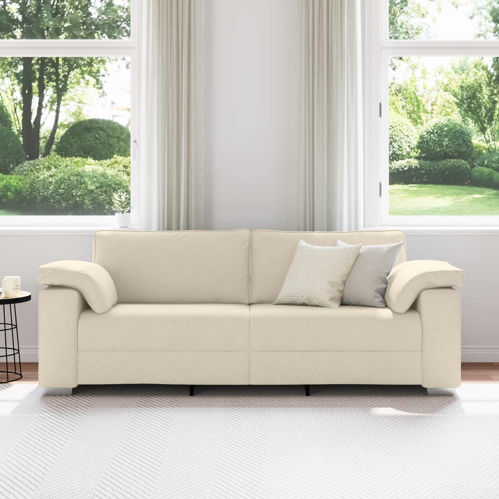 3-Zits Bank Beige Linnen-mix 220 cm - 35% Korting