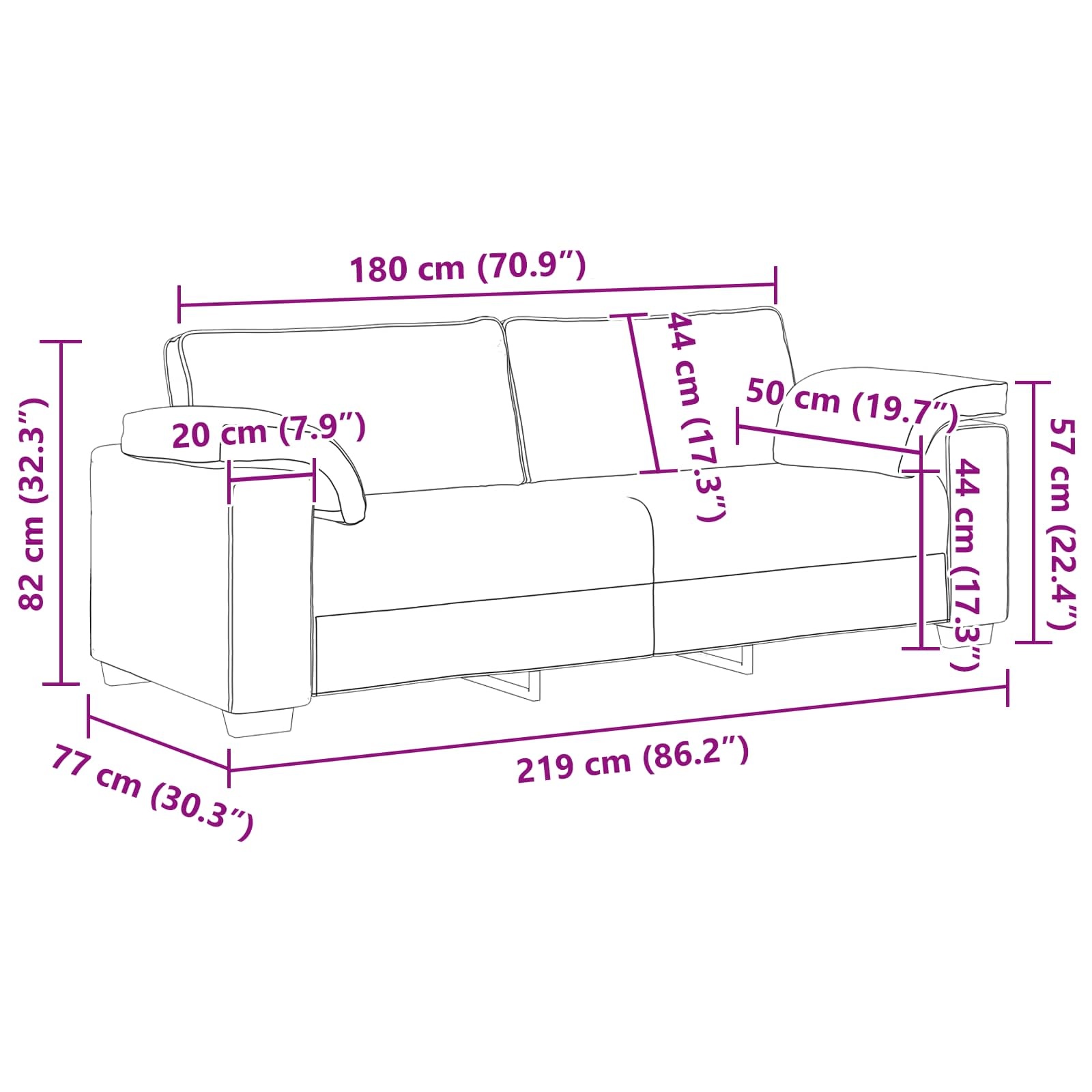 3-Zits Bank Beige Linnen-mix 220 cm - 35% Korting