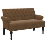 Bankje met rugleuning bruin kunstsuèdeleer 120x62x75,5 cm - 54% korting