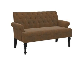 Bankje met rugleuning bruin kunstsuèdeleer 120x62x75,5 cm - 54% korting