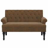Bankje met rugleuning bruin kunstsuèdeleer 120x62x75,5 cm - 54% korting