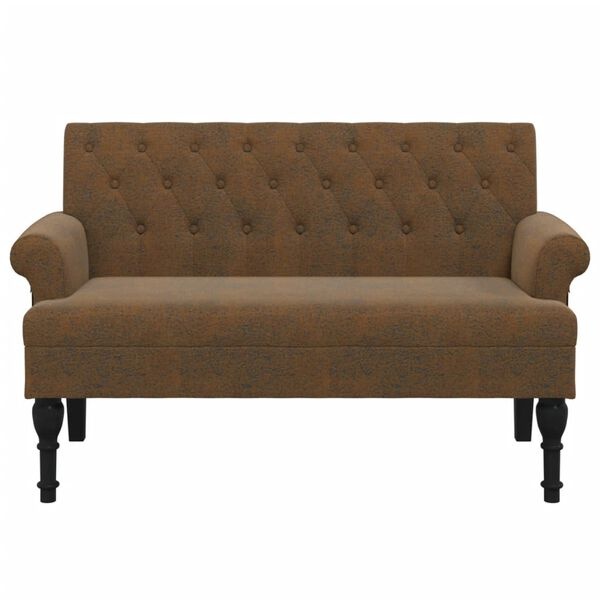 Bankje met rugleuning bruin kunstsuèdeleer 120x62x75,5 cm - 54% korting