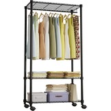 Draagbare Kledingkast 200cm Zwart - 3 Verstelbare Planken & Kledingstang - 28% Korting