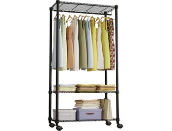 Draagbare Kledingkast 200cm Zwart - 3 Verstelbare Planken & Kledingstang - 28% Korting