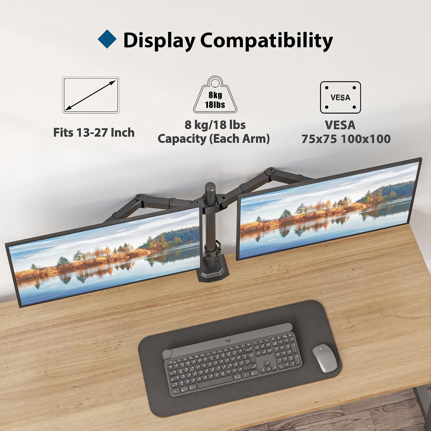 Dubbele Monitorarm 13-27 inch, 39% Korting | Verstelbaar VESA