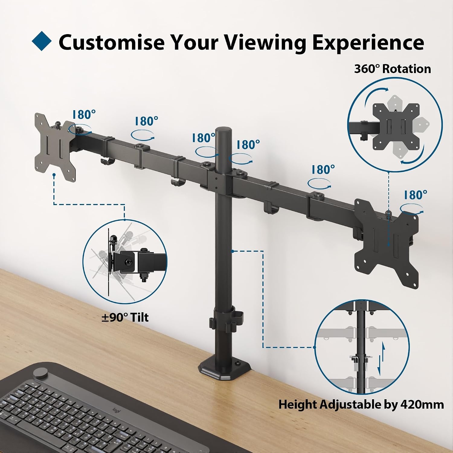 Dubbele Monitorarm 13-27 inch, 39% Korting | Verstelbaar VESA