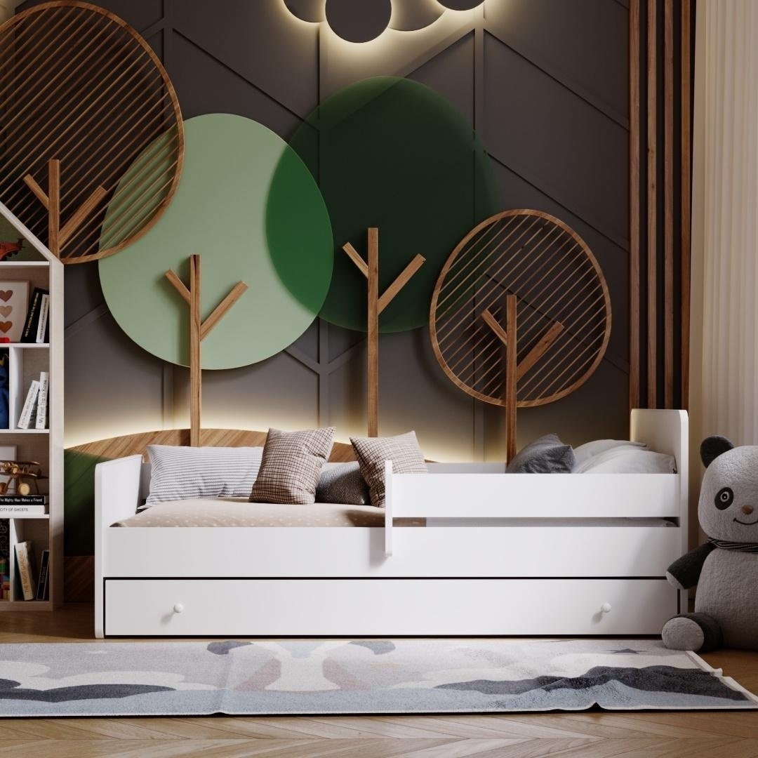 Peuterbed Wit 160x80cm met Lade & Uitvalbeveiliging - 55% Korting