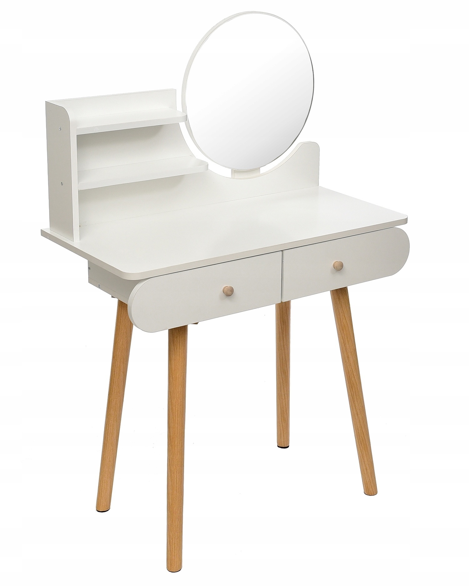 Houten kaptafel wit met spiegel en lades - 122x80x40 cm