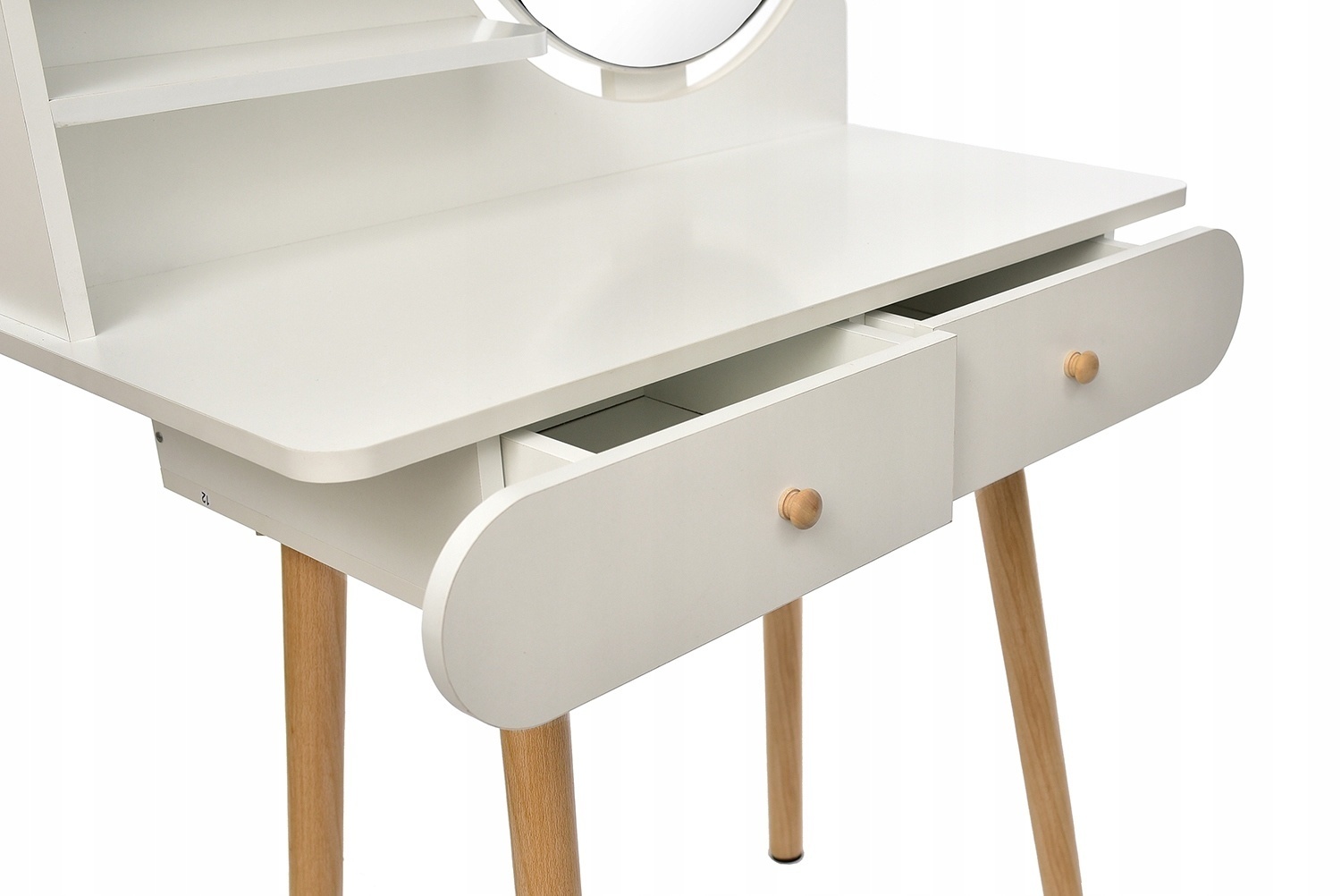 Houten kaptafel wit met spiegel en lades - 122x80x40 cm
