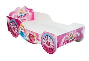Prinsessen Kinderbed Koets Roze | Hout MDF, Lattenbodem | 140x70 cm