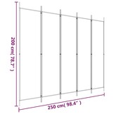 Kamerscherm Antraciet 5 Panelen 250x200cm - 33% Korting