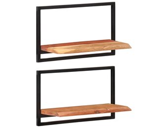 vidaXL Wandschappen 2 st 60x25x35 cm massief acaciahout en staal