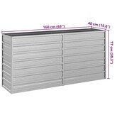 vidaXL Plantenbak verhoogd 160x40x77 cm gegalvaniseerd staal zilver
