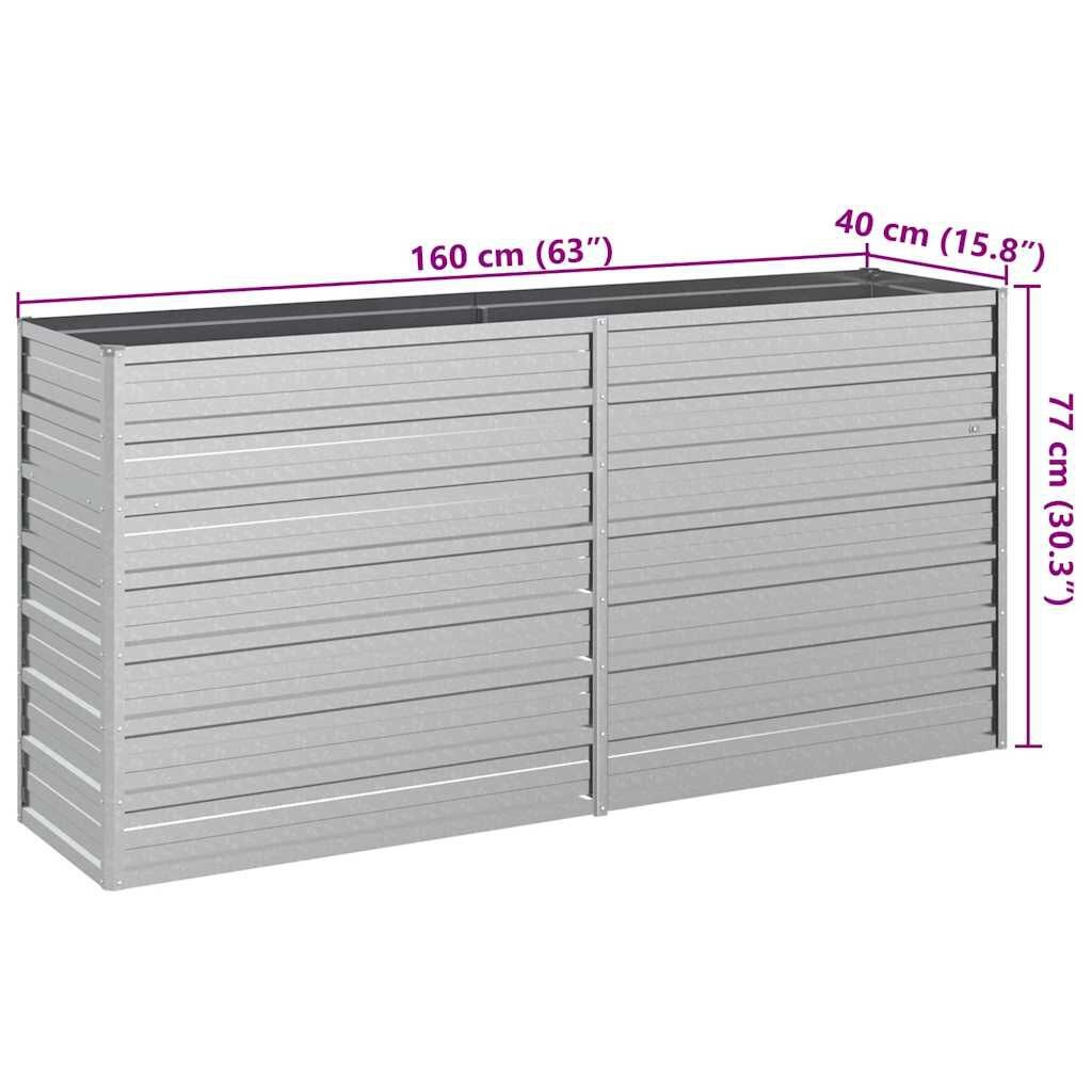 vidaXL Plantenbak verhoogd 160x40x77 cm gegalvaniseerd staal zilver