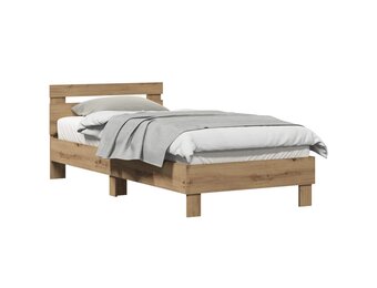 vidaXL Bedframe met hoofdeinde Artisan Eiken 90 x 200 cm Bewerkt hout
