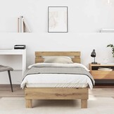 vidaXL Bedframe met hoofdeinde Artisan Eiken 90 x 200 cm Bewerkt hout