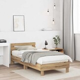 vidaXL Bedframe met hoofdeinde Artisan Eiken 90 x 200 cm Bewerkt hout