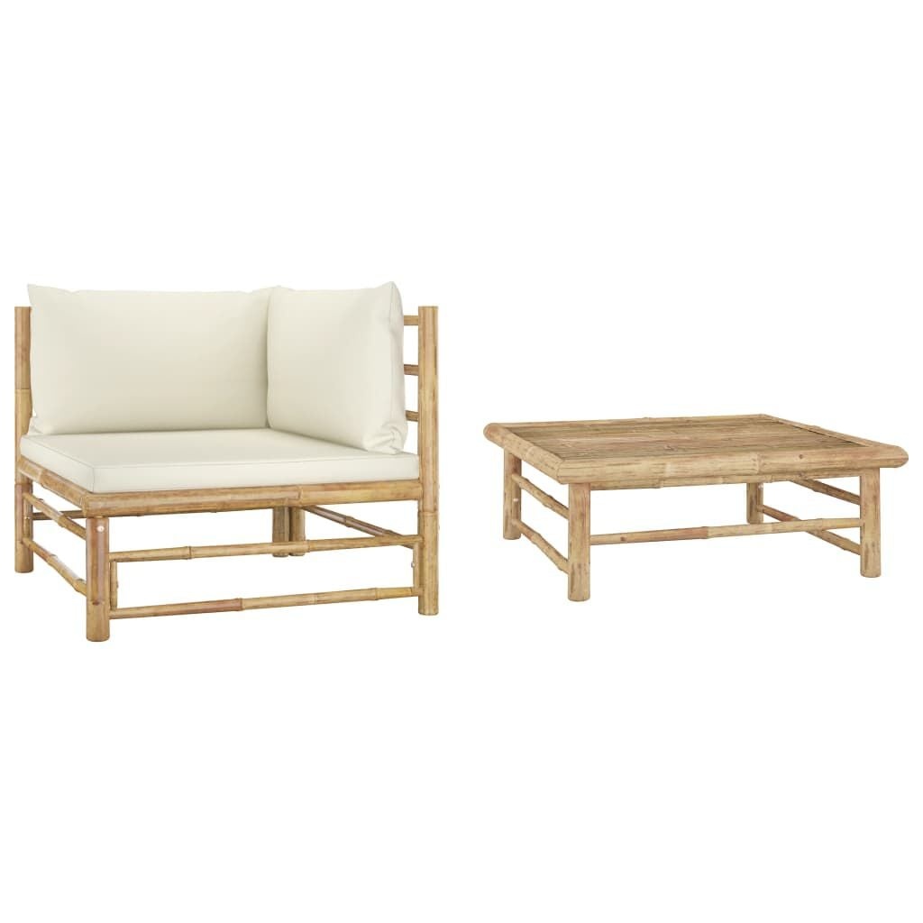 VidaXL 2-delige Loungeset Bamboe - Crèmewit - 35% Korting