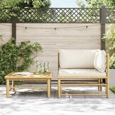 VidaXL 2-delige Loungeset Bamboe - Crèmewit - 35% Korting