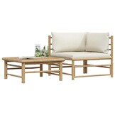 VidaXL 2-delige Loungeset Bamboe - Crèmewit - 35% Korting