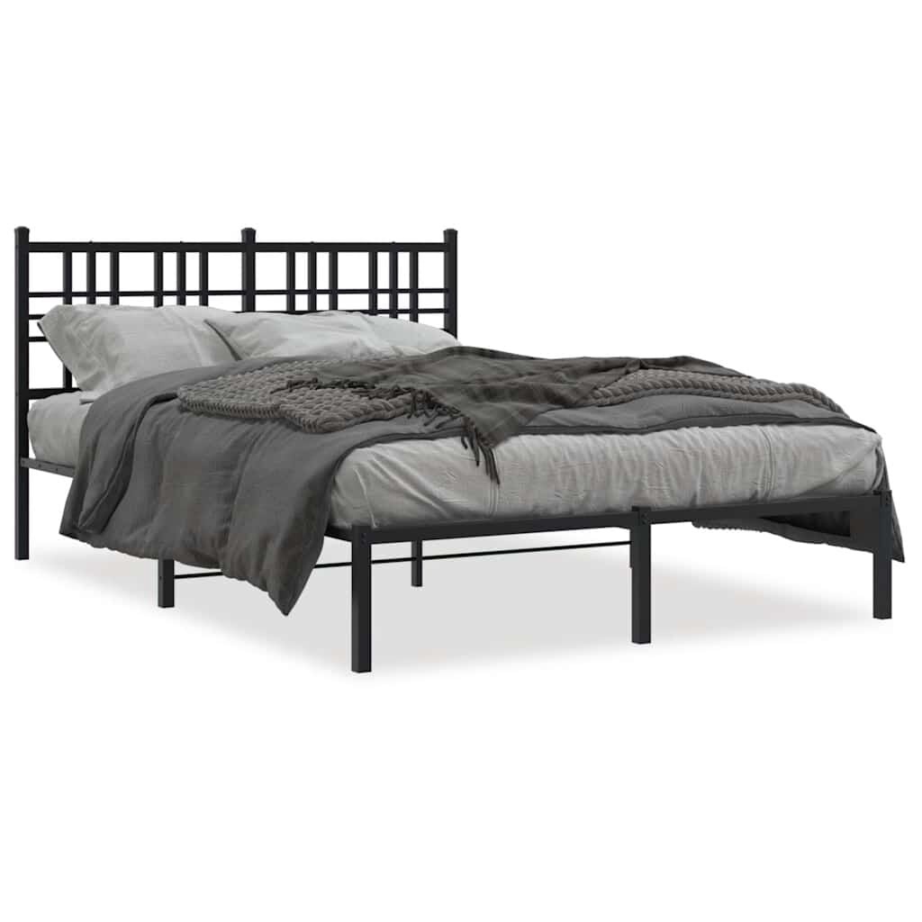 VidaXL Bedframe met Hoofdbord Metaal Zwart 120x200 cm - 35% Korting