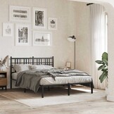 VidaXL Bedframe met Hoofdbord Metaal Zwart 120x200 cm - 35% Korting