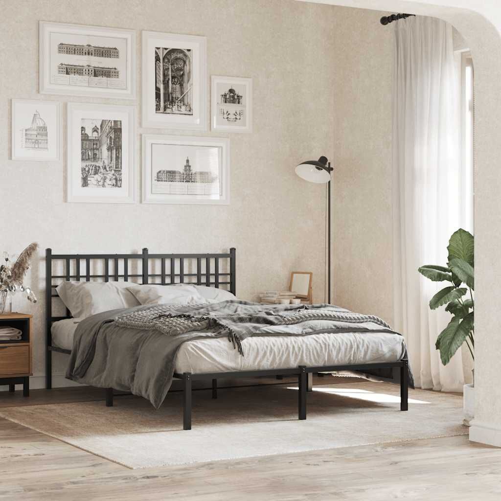 VidaXL Bedframe met Hoofdbord Metaal Zwart 120x200 cm - 35% Korting