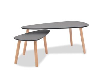 vidaXL Salontafelset Grenenhout Zwart (34% korting)