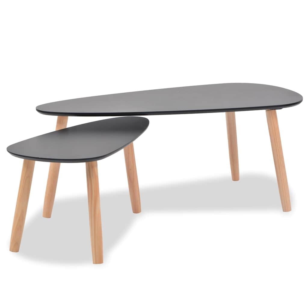 vidaXL Salontafelset Grenenhout Zwart (34% korting)