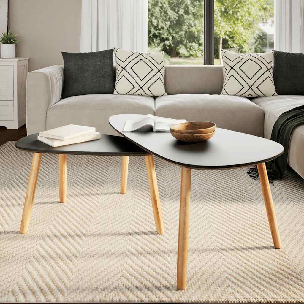 vidaXL Salontafelset Grenenhout Zwart (34% korting)