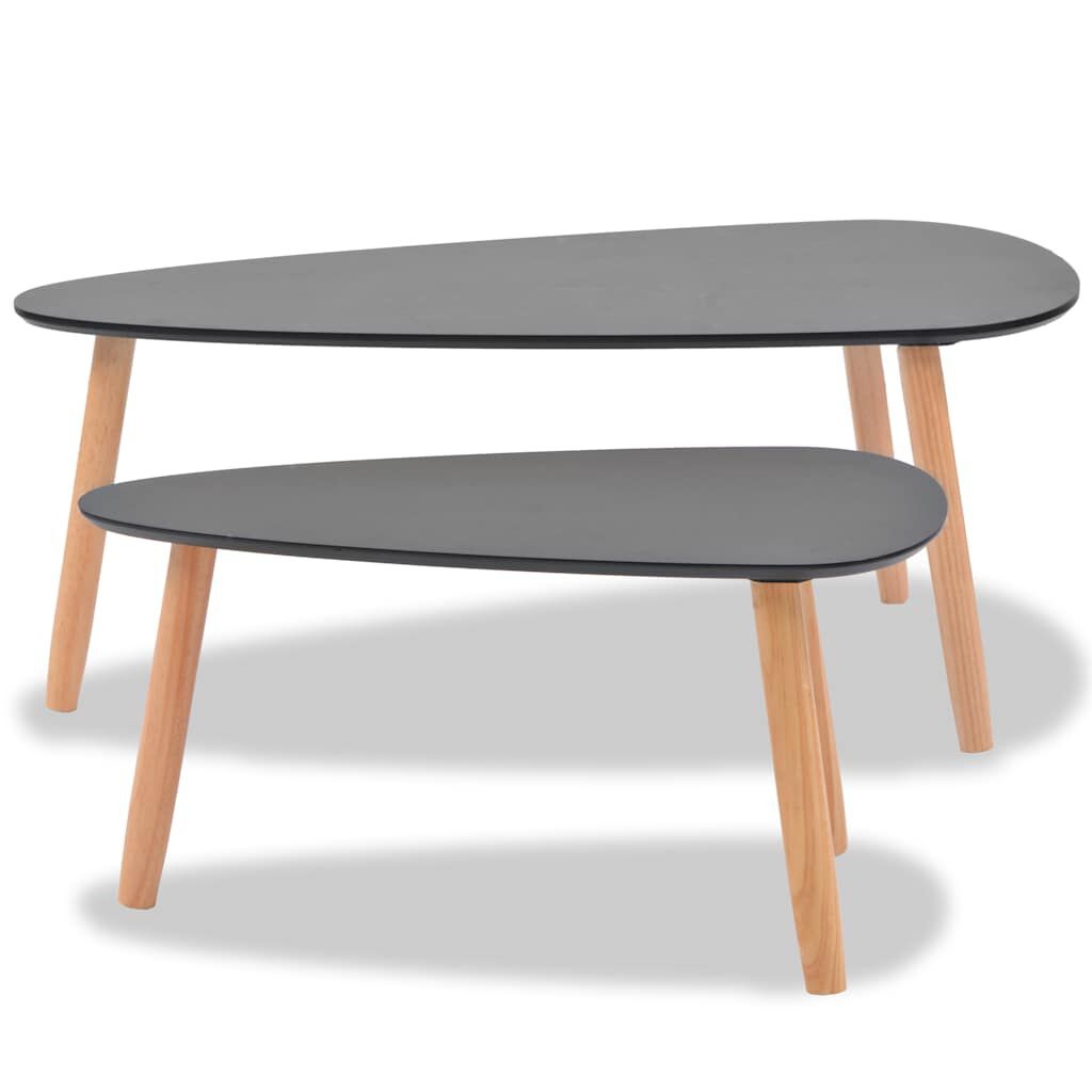 vidaXL Salontafelset Grenenhout Zwart (34% korting)