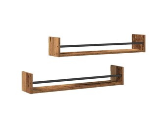 vidaXL Wandplank Set (2 stuks) - Oud Hout 80x16x14 cm