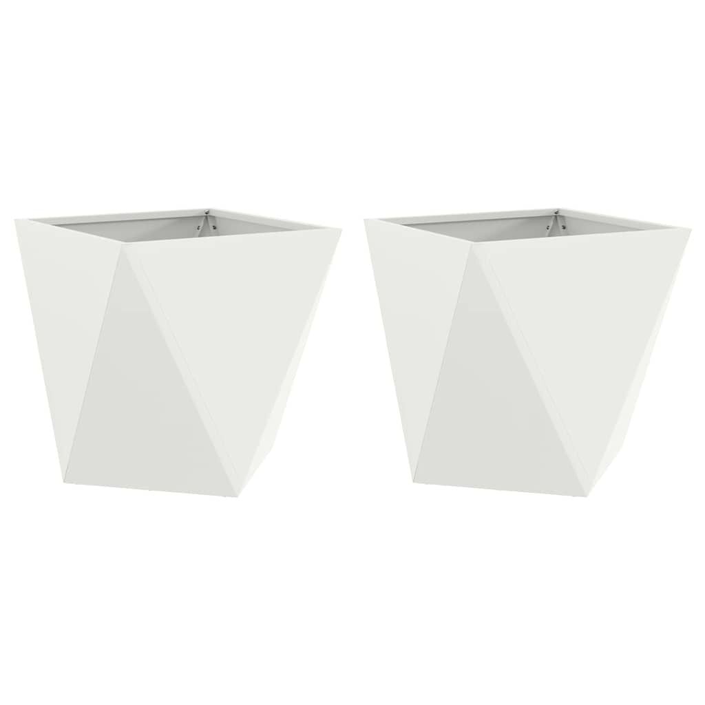 VidaXL Plantenbakken Wit Staal 50x50x50 cm - 2 stuks (35% Korting)