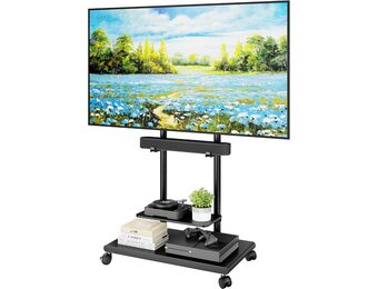 Mobiele TV Standaard 50-90 inch met Geluidsbalk Beugel & Plank - 35% Korting