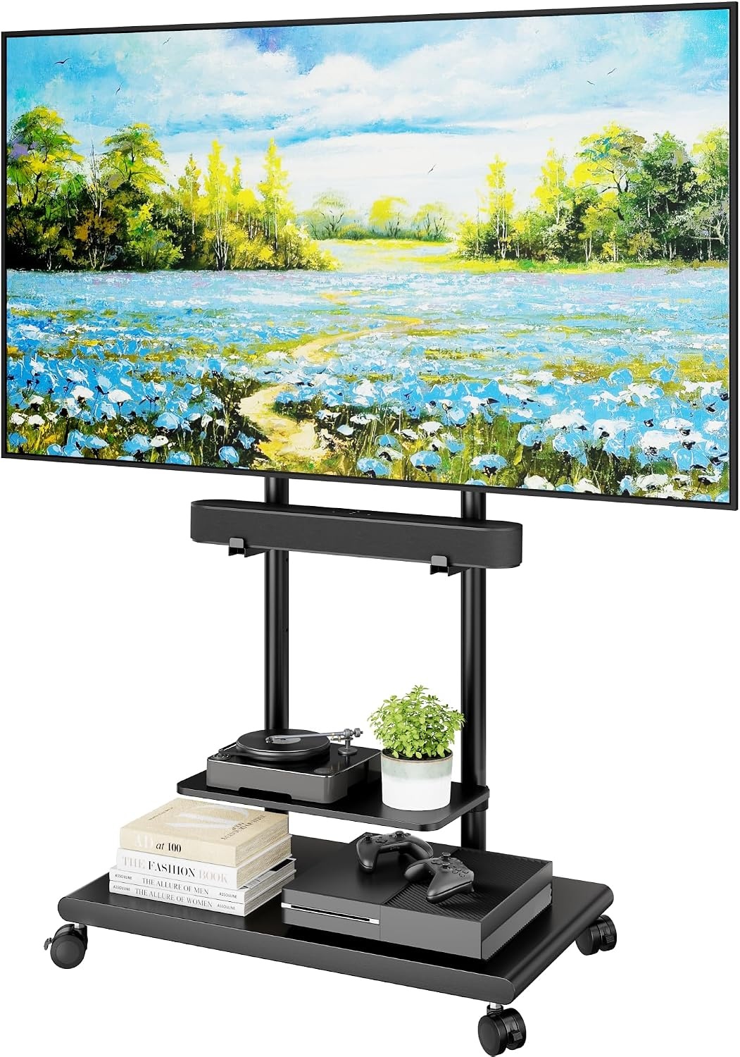Mobiele TV Standaard 50-90 inch met Geluidsbalk Beugel & Plank - 35% Korting