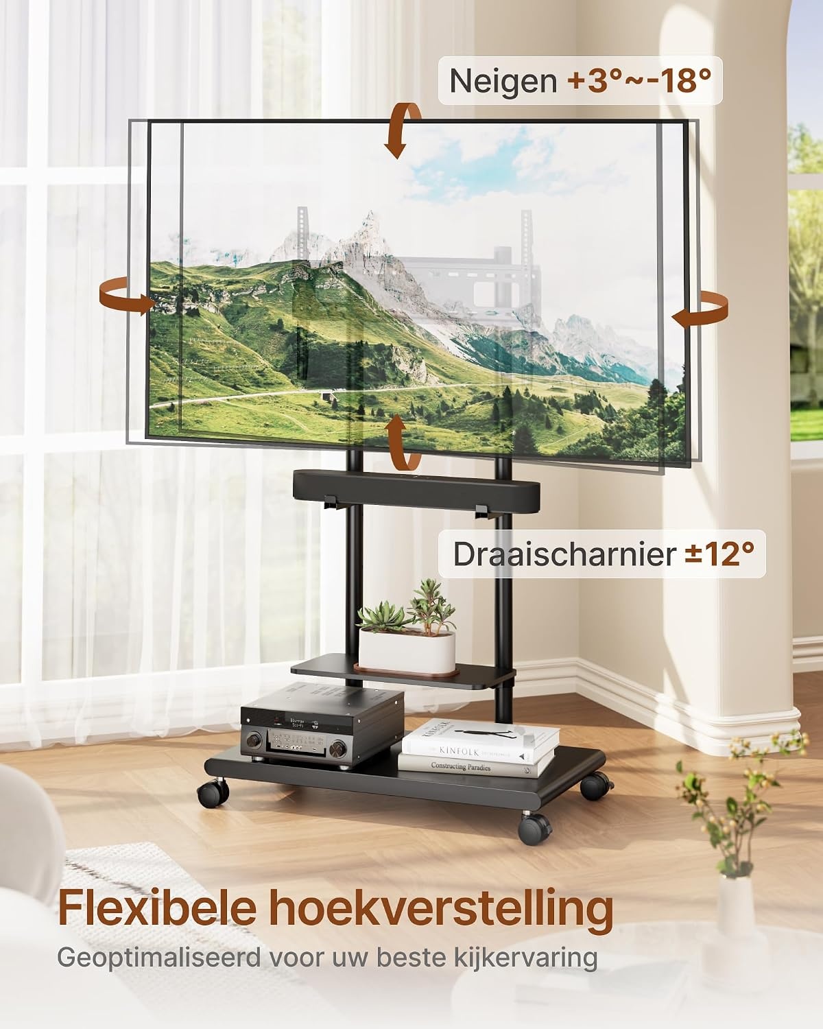 Mobiele TV Standaard 50-90 inch met Geluidsbalk Beugel & Plank - 35% Korting
