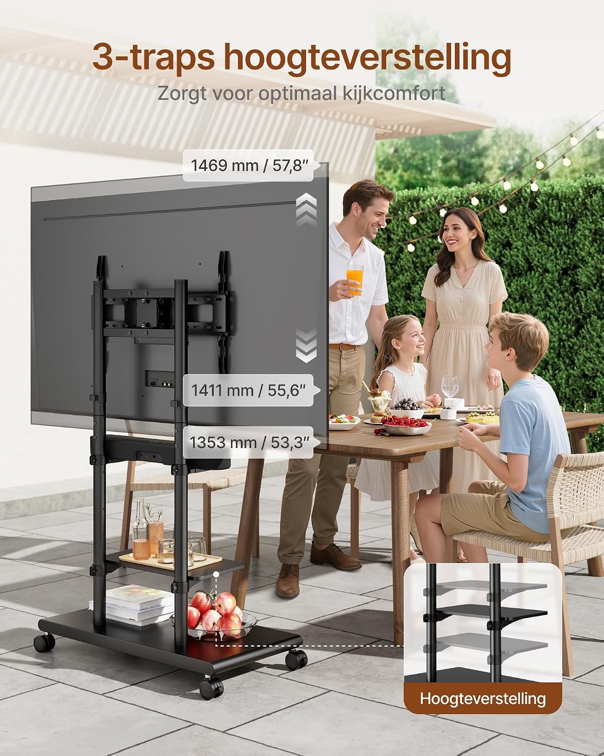 Mobiele TV Standaard 50-90 inch met Geluidsbalk Beugel & Plank - 35% Korting