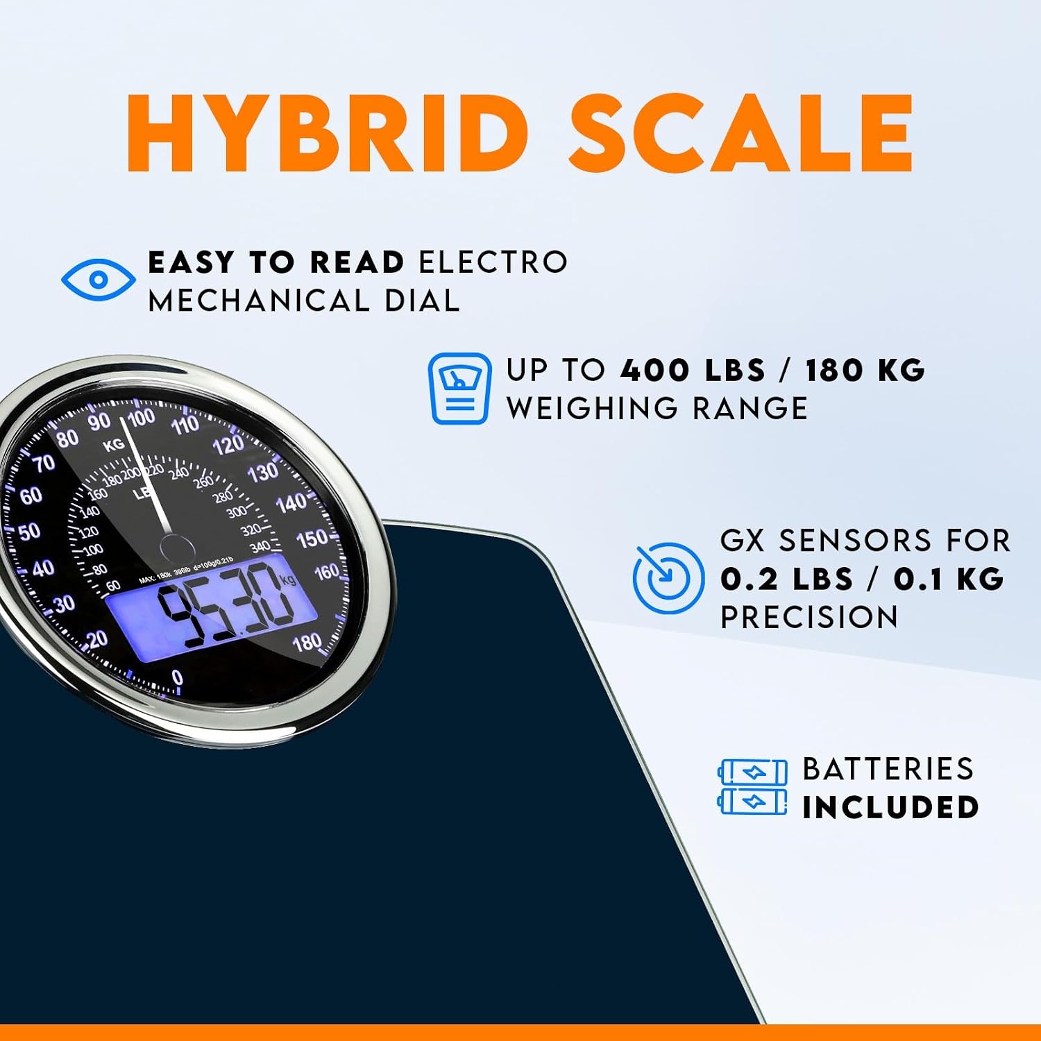 Personenweegschaal Hybride Digitaal & Analoog 180kg - Donkerblauw - 34% Korting