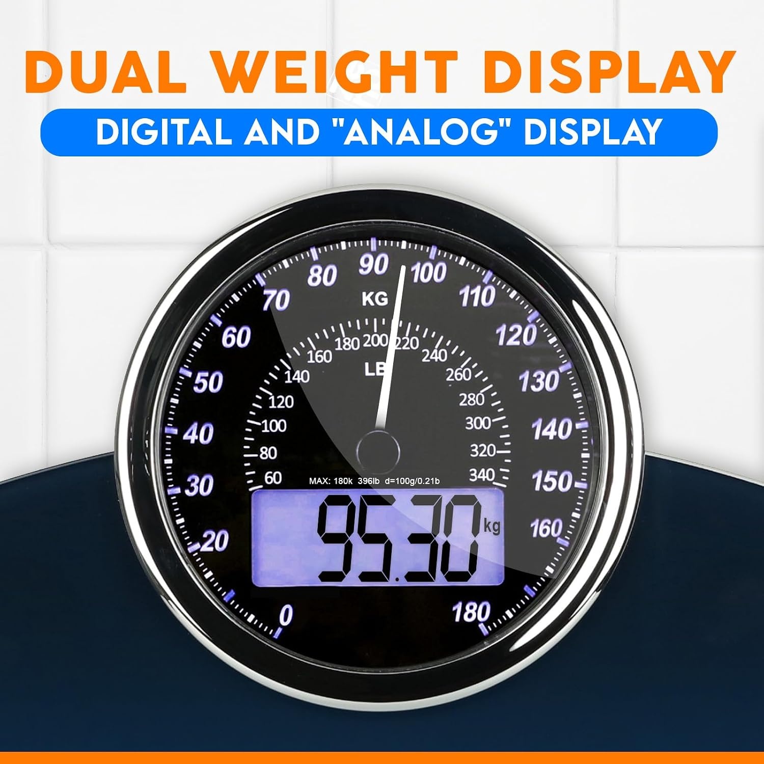Personenweegschaal Hybride Digitaal & Analoog 180kg - Donkerblauw - 34% Korting