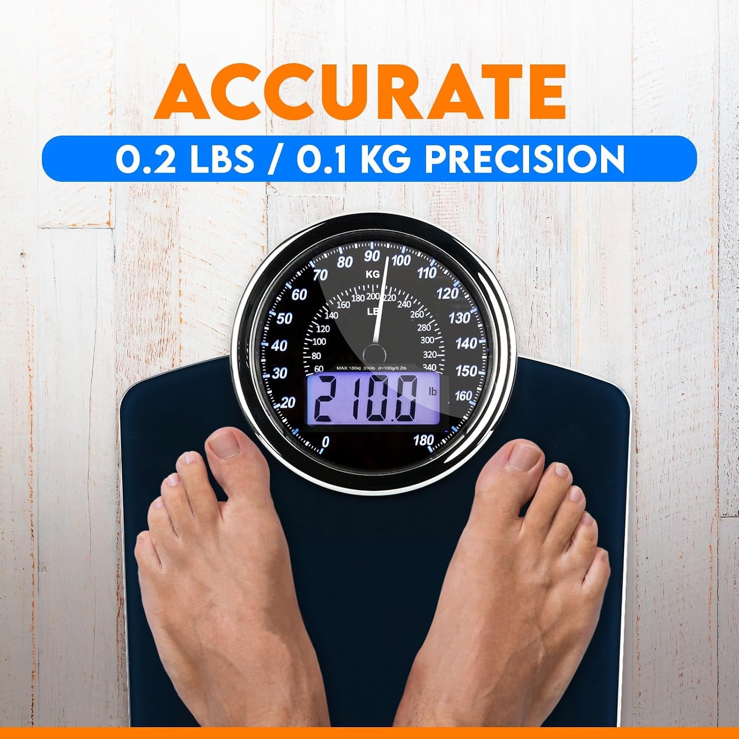 Personenweegschaal Hybride Digitaal & Analoog 180kg - Donkerblauw - 34% Korting