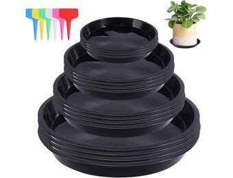 Bloempotonderzetters Rond Zwart (16 Stuks) - 33% Korting
