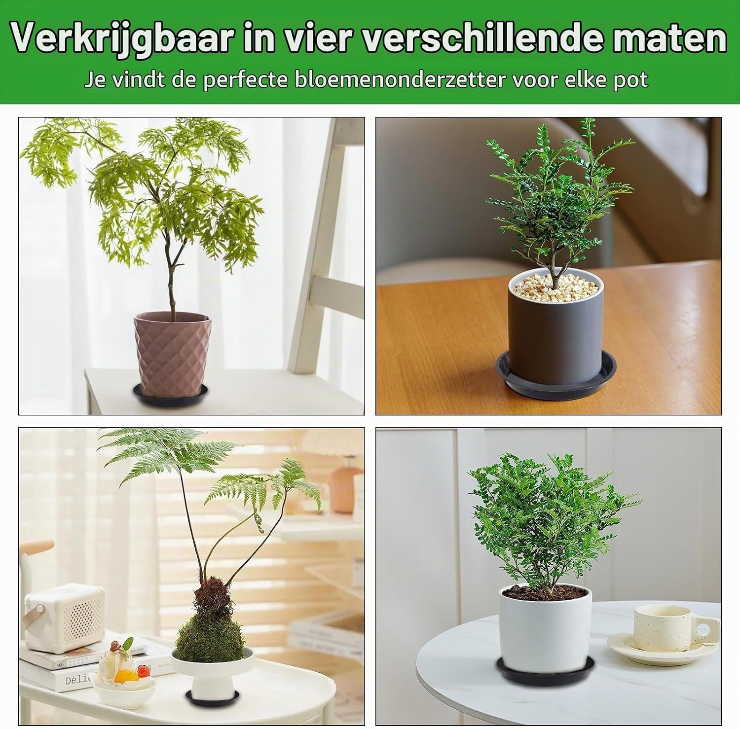 Bloempotonderzetters Rond Zwart (16 Stuks) - 33% Korting